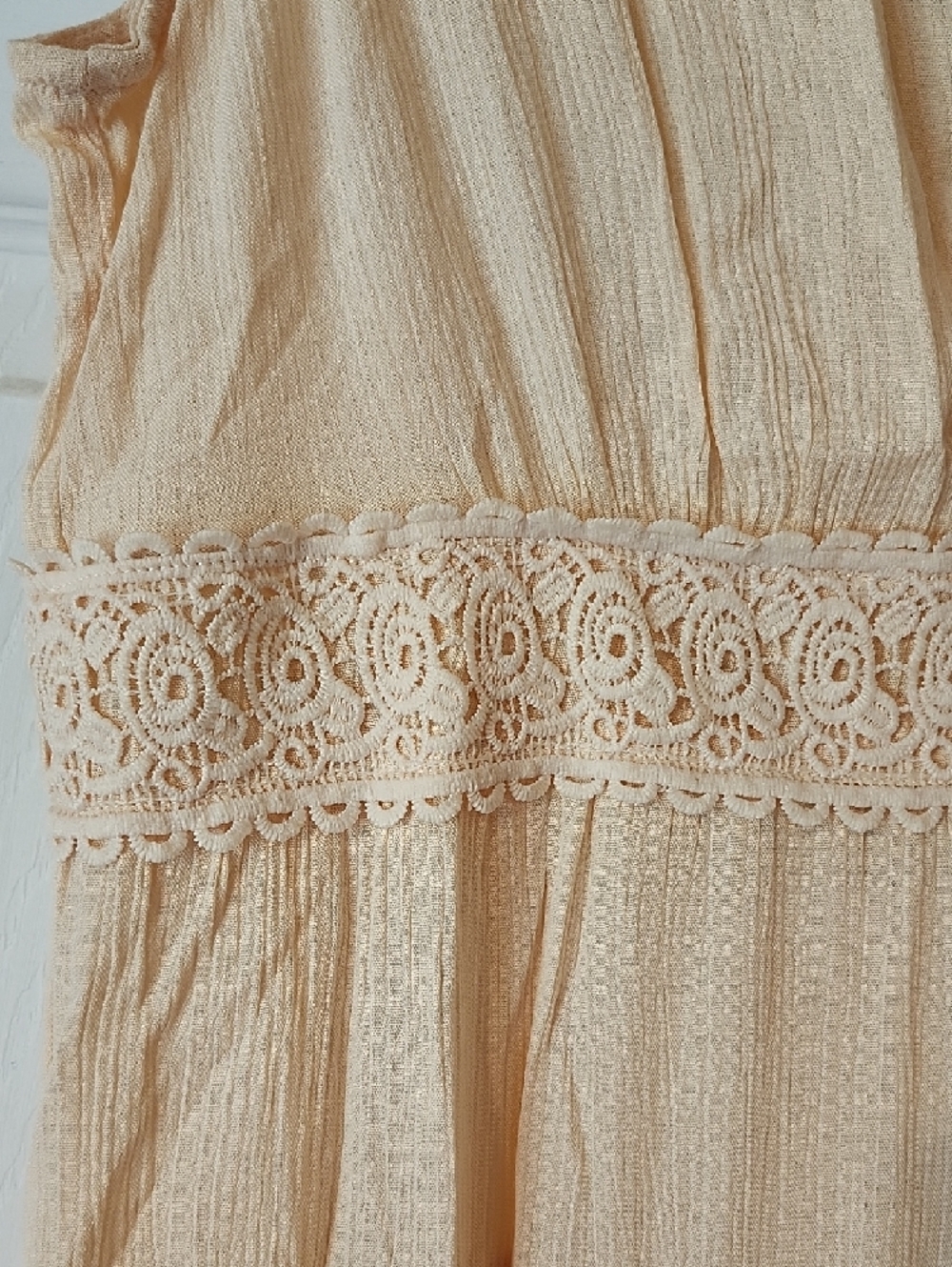 Cato Sleeveless Peach Lace-Trim Tiered Duster/Cover-Up - Picture 3 of 10
